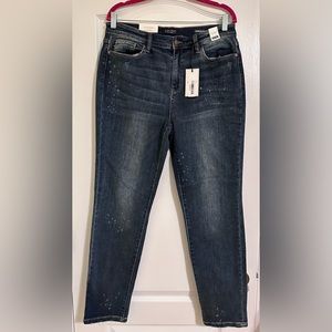 Judy Blue dark wash bleach splash boyfriend jeans